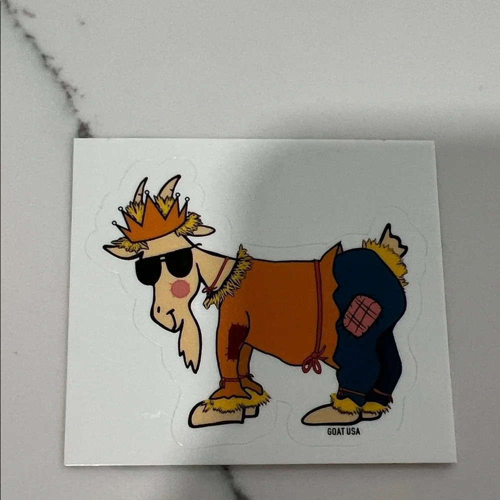 GOAT USA Brown & Blue Party Sticker - Fun Goat Design